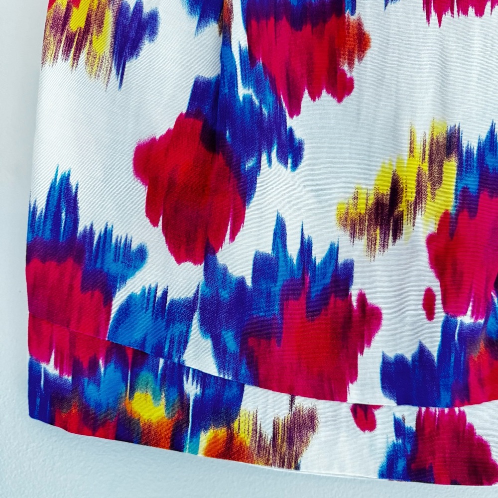 TopShop Multicolor Abstract Print Mini Micro Skirt Size 4 Preppy - Picture 2 of 6